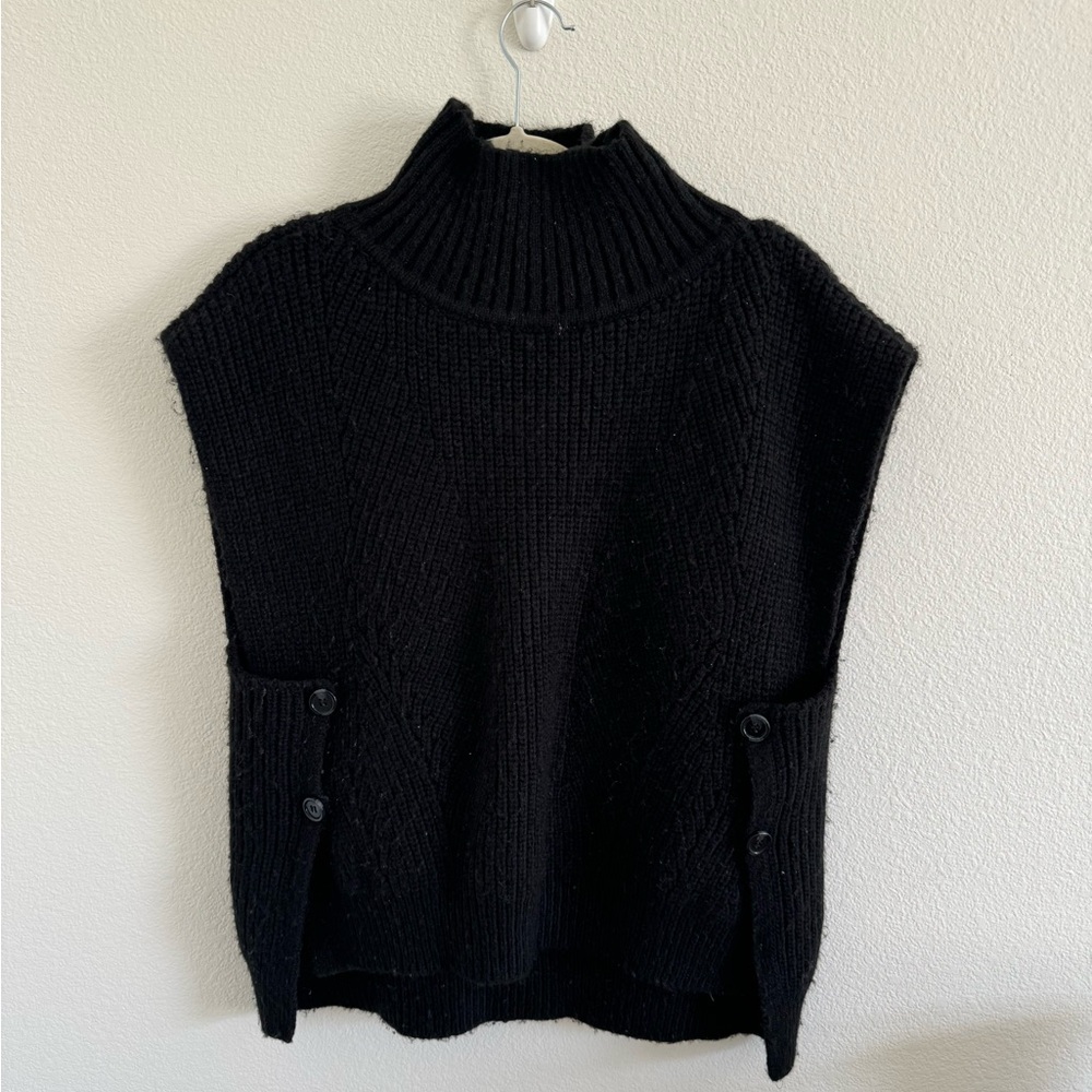 Anthropologie Black Turtleneck Sweater Vest